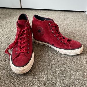 Red Suede Converse Wedges - Limited Edition